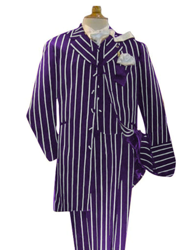 Dark Purple and White Pinstripe Zoot Suit - Gangster 1920s Pinstripe Suit - Mens Fashion Suit