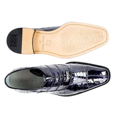 Men's Mare Navy Genuine Ostrich & Eel Oxfords by Belvedere Shoes