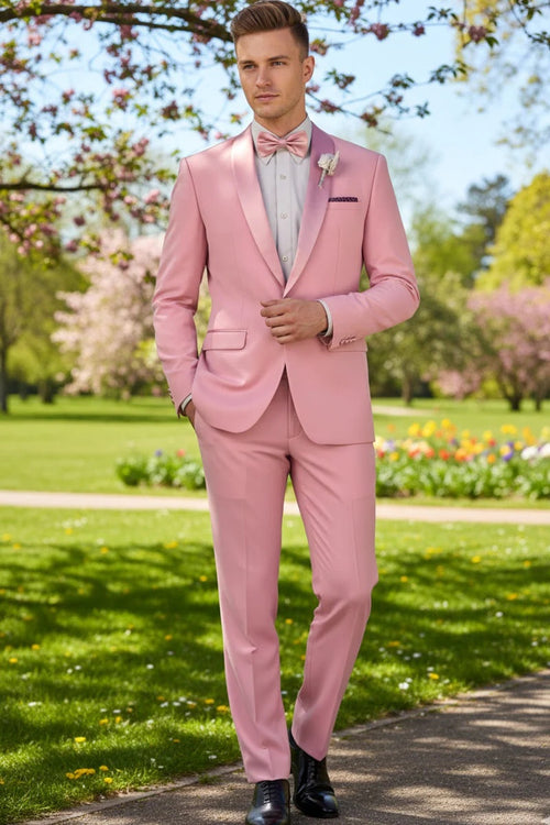 Dusty Rose 1-Button Shawl Tuxedo