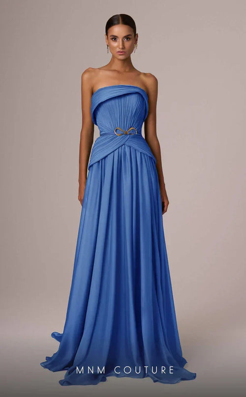 MNM Couture E0082 Beige Off-Shoulder Gown, Open Back