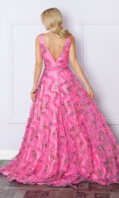 Nox Anabel E1445 Pastel Print Long Prom Dress