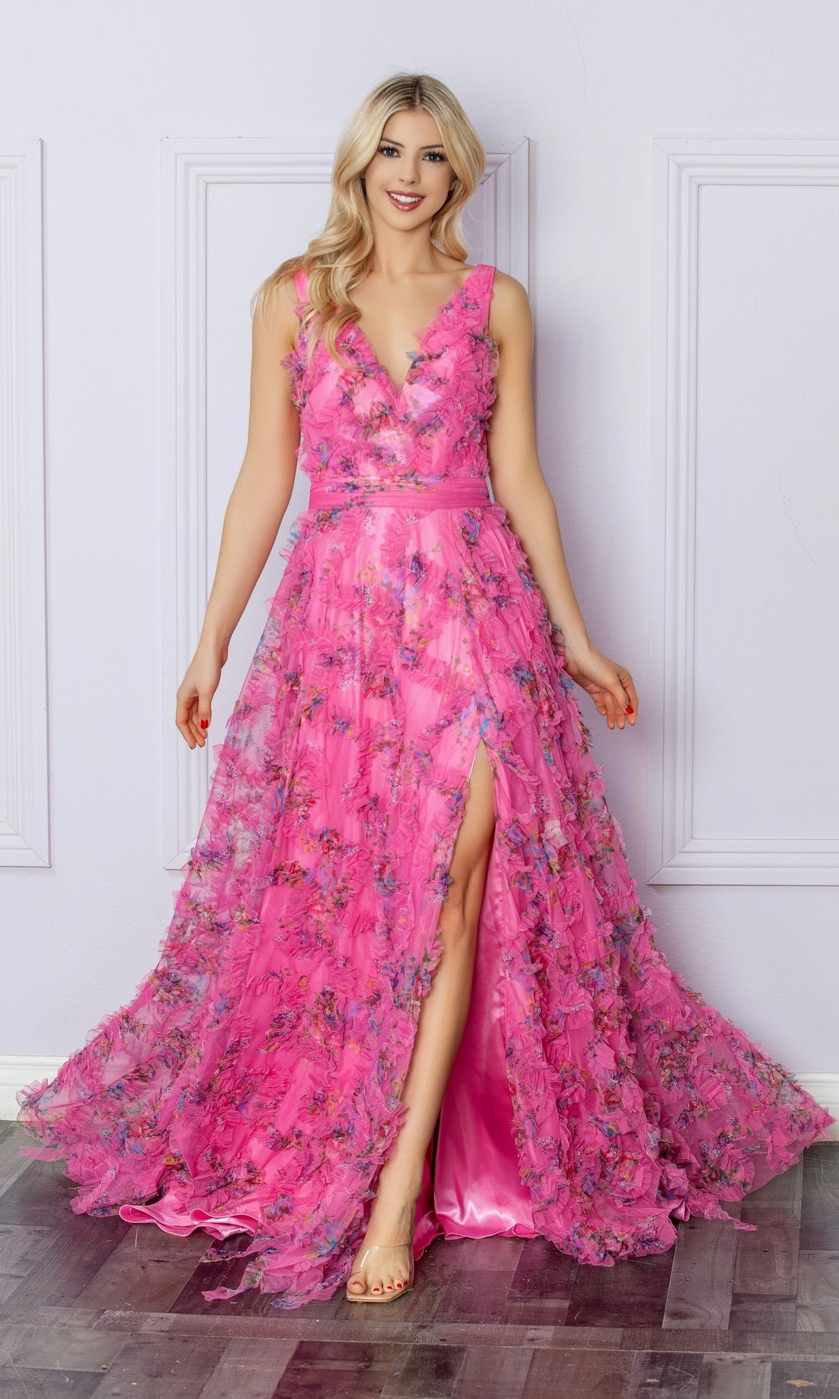 Nox Anabel E1445 Pastel Print Long Prom Dress