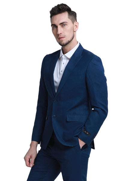 Men's Navy Linen Suit for Summer Weddings