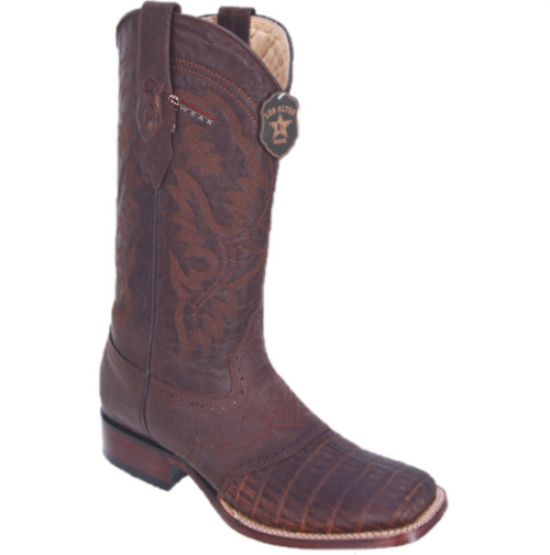 Men’s Los Altos Caiman Belly Boots With Saddle Wide Square Toe (Wide/D Width)