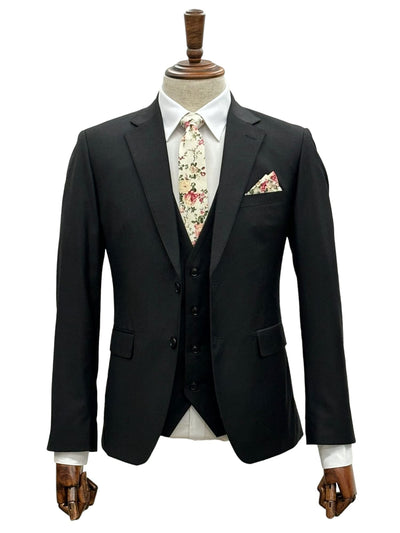 Effetti Suit Designer - 2 button Notch Lapel slim fit EF2N+V-8129 BLACK