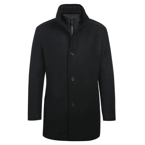 English Laundry Blue Tone-on-tone Glen Plaid Slim Fit Wool Blend Short Coat with Detachable Full Zipper