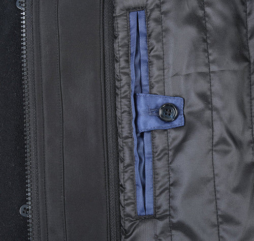 English Laundry Blue Tone-on-tone Glen Plaid Slim Fit Wool Blend Short Coat with Detachable Full Zipper