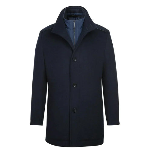 (40R) Slim Fit Wool Blend Navy Coat by English Laundry
