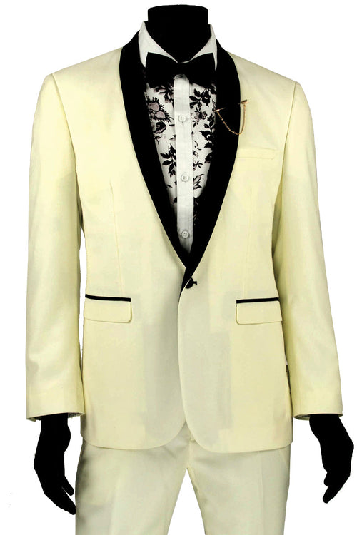 Mens Modern Notch Velvet Tuxedo in Black by Vinci
