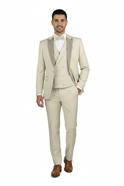 Ecru 1-Button Peak Tuxedo