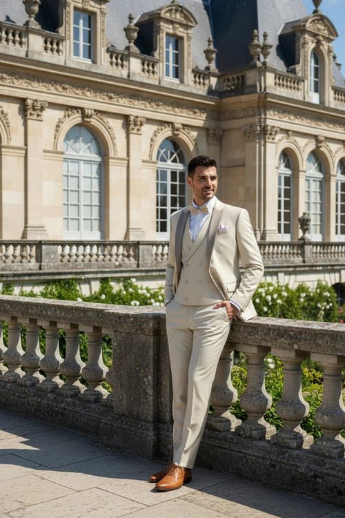 Ecru 1-Button Peak Tuxedo