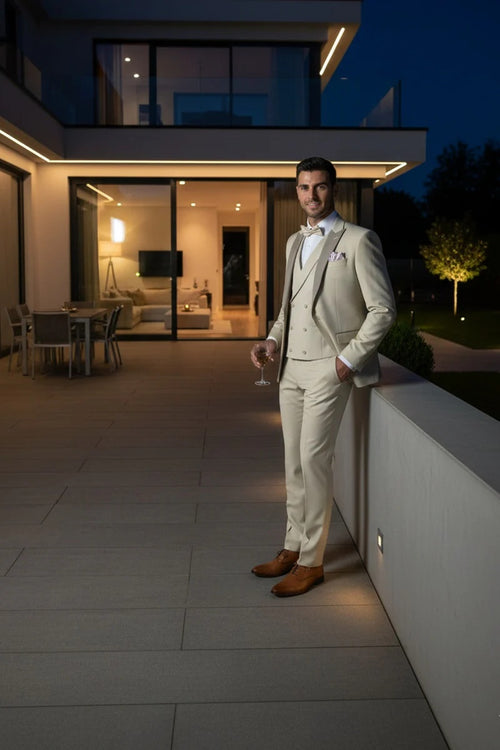 Ecru 1-Button Peak Tuxedo