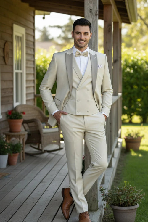 Ecru 1-Button Peak Tuxedo