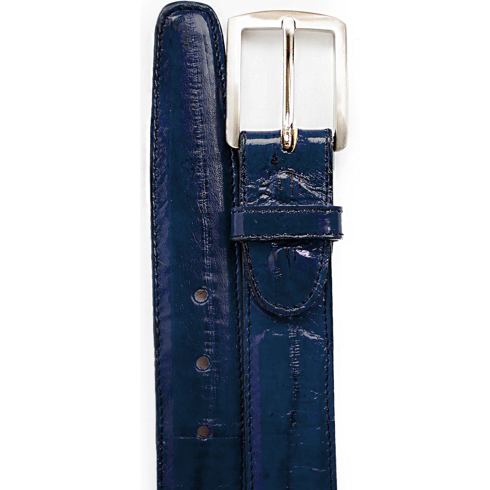 Men's Genuine Eel Skin Dress Belt in Navy Blue by Belvedere Shoes