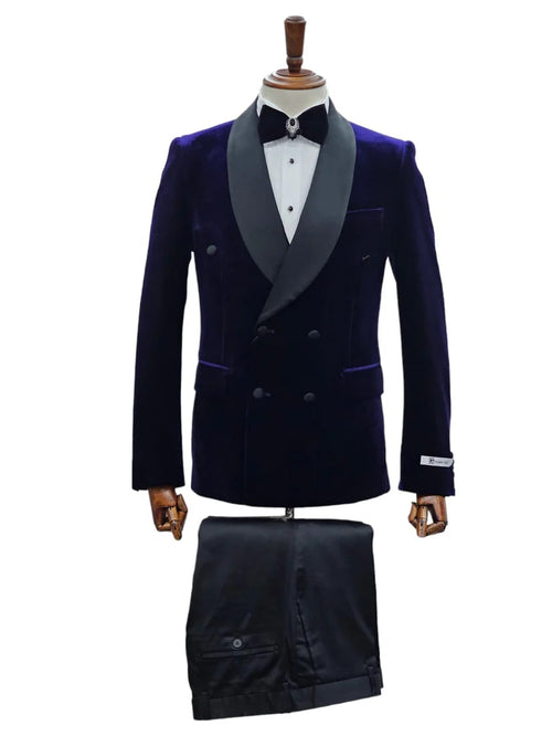 Double Breasted Tuxedo Suit - Slim fitted - Eggplant Suit - Shawl Collar - Men's Tuxedo USA