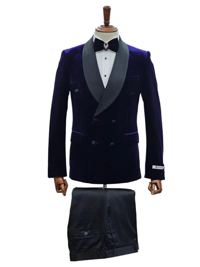 Double Breasted Tuxedo Suit - Slim fitted - Eggplant Suit - Shawl Collar - Men's Tuxedo USA