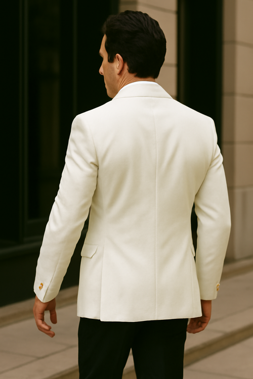 Ivory Double Breasted Dinner Jacket - Cream Dinner Jacket - Off White Color With Gold Buttons by mensusa