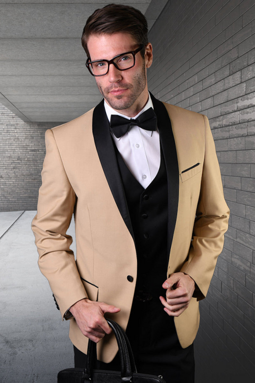 Men's Vested Classic Champagne Tan Tuxedo