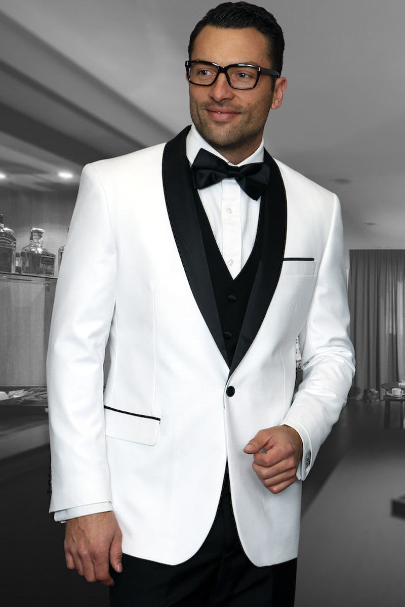 Men's White Vested Dinner Jacket for Weddings