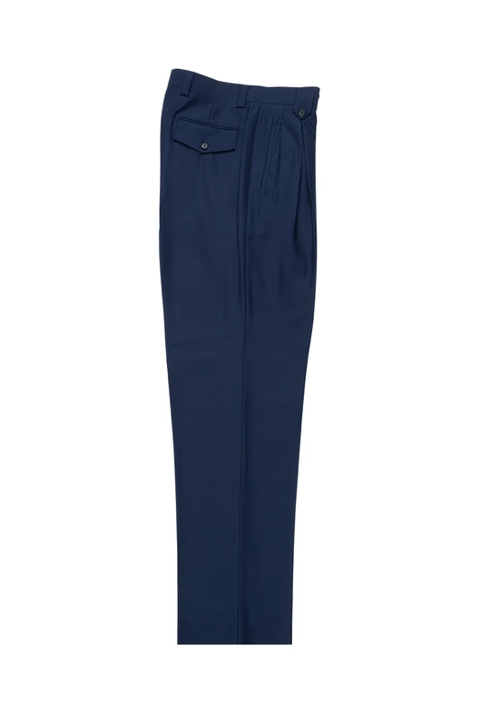 Tiglio Luxe French Blue Wide Leg, Pure Wool Dress Pants 2576 – SuitUSA