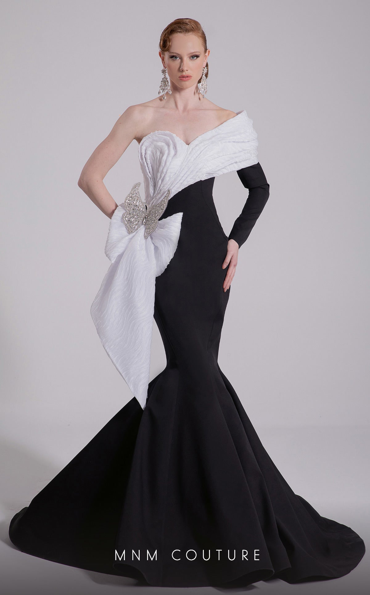 Fouad Sarkis F02907 One-Shoulder Mermaid Gown
