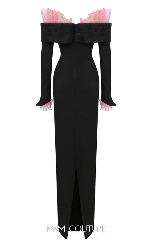 Fouad Sarkis F02941 Long Sleeve V-Neck Gown
