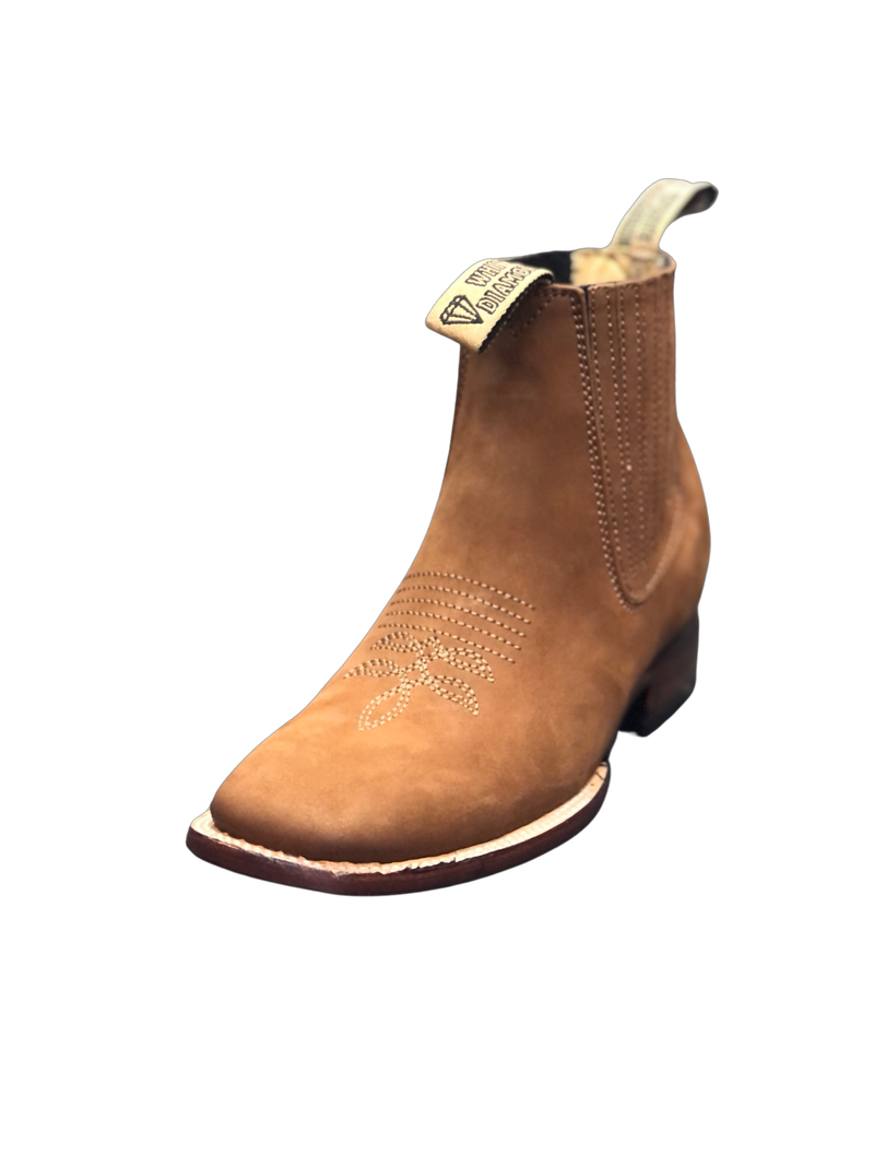 Botines Charros White Diamond Boots con Punta Cuadrada