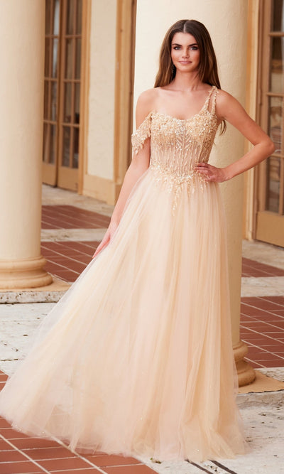 Nox Anabel F1567 Asymmetrical Glitter Prom Dress