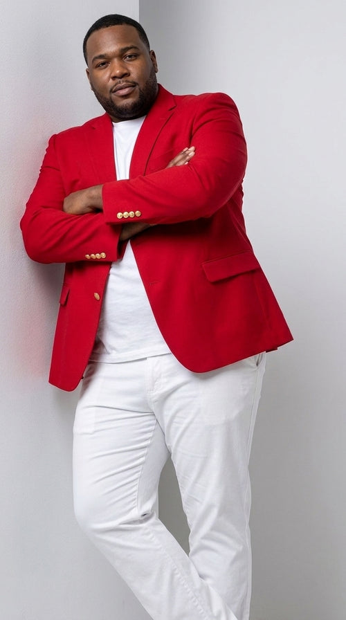 Men’s Solid Red Sport Coat Jacket, Unique Fashion Designer Dress Blazer for Men