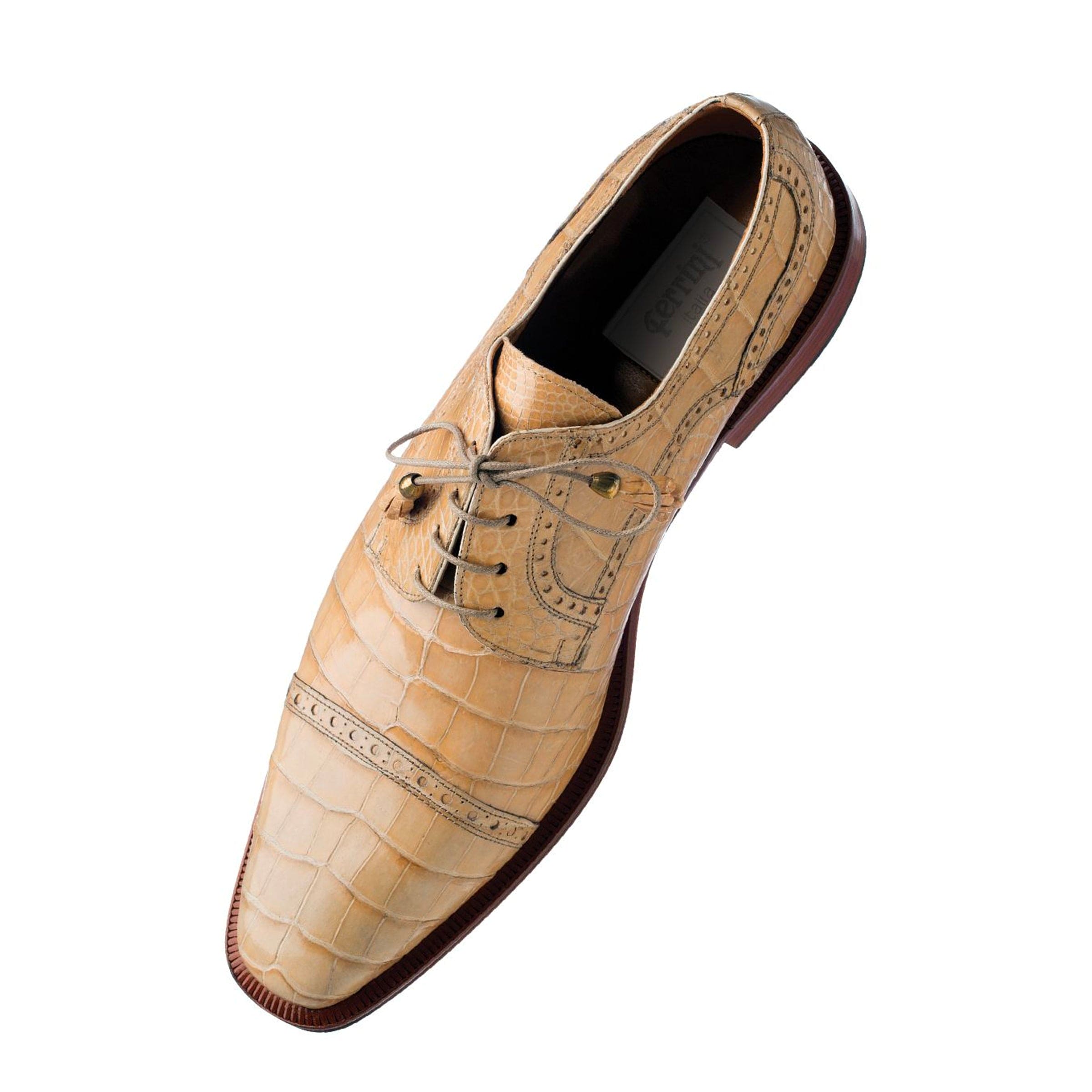 Mens Ferrini Alligator Cap Toe Dress Shoe in Tan Ferrini USA