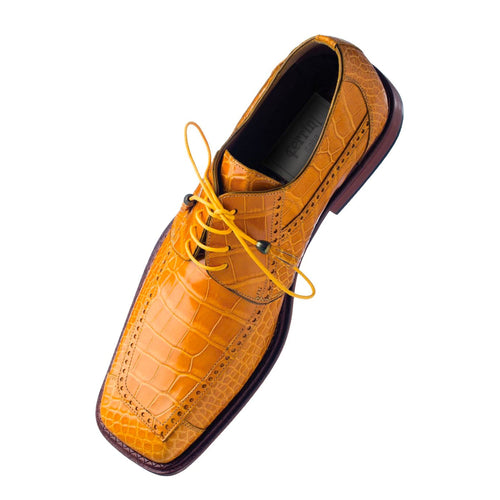 Mens Ferrini Square Toe Alligator Dress Shoe in Camel Ferrini USA