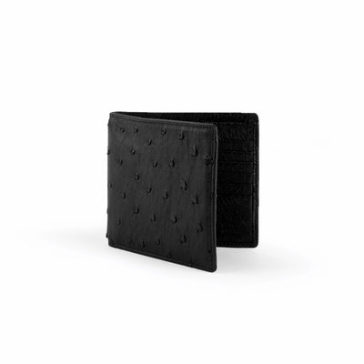 Mens Full Ostrich Quill Hipster Wallet in Black by Ferrini USA