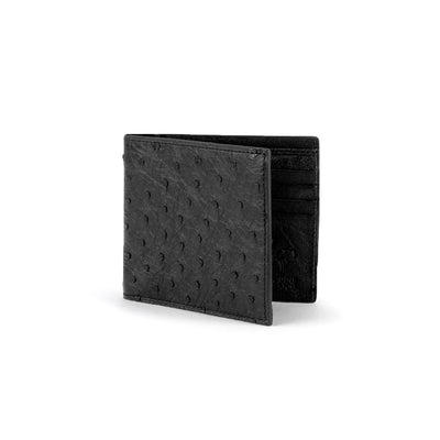 Mens Full Ostrich Quill Billfold Wallet in Black by Ferrini USA