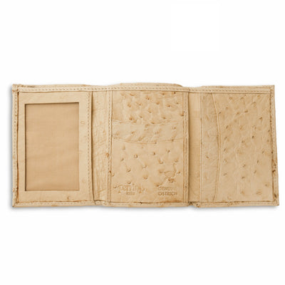 Mens Full Ostrich Quill Trifold Wallet in White Ferrini USA