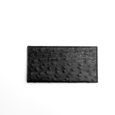 Full Ostrich Quill Checkbook Holder in Black Ferrini USA