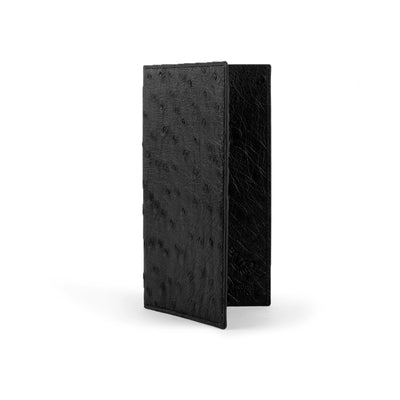 Full Ostrich Quill Checkbook Holder in Black Ferrini USA