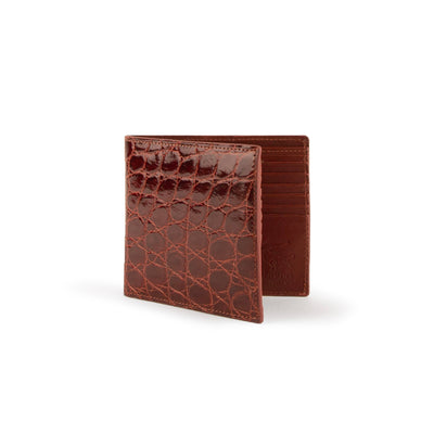Mens Alligator Hipster Wallet in Cognac Ferrini USA
