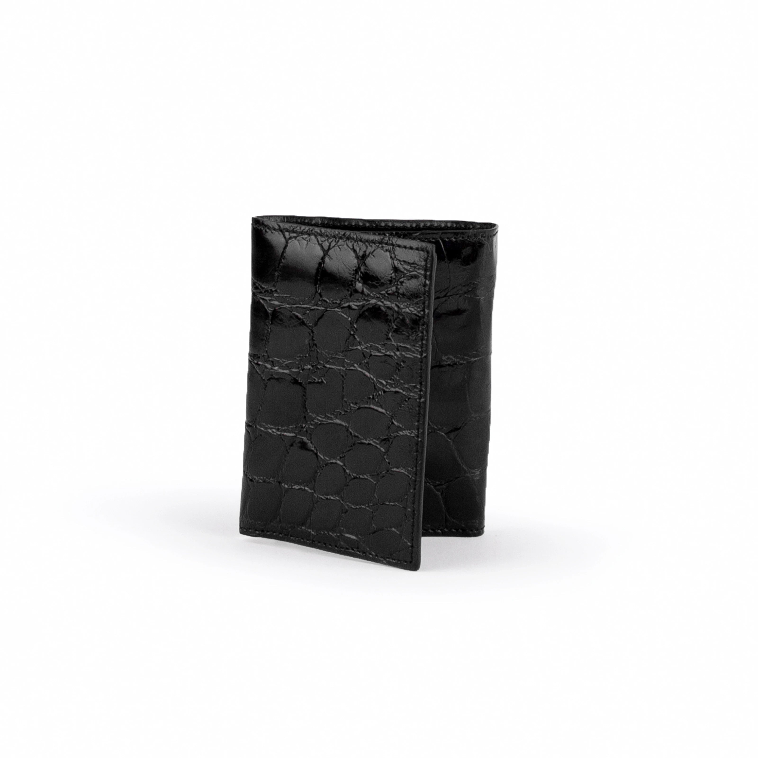 Mens Alligator Trifold Wallet in Black Ferrini USA