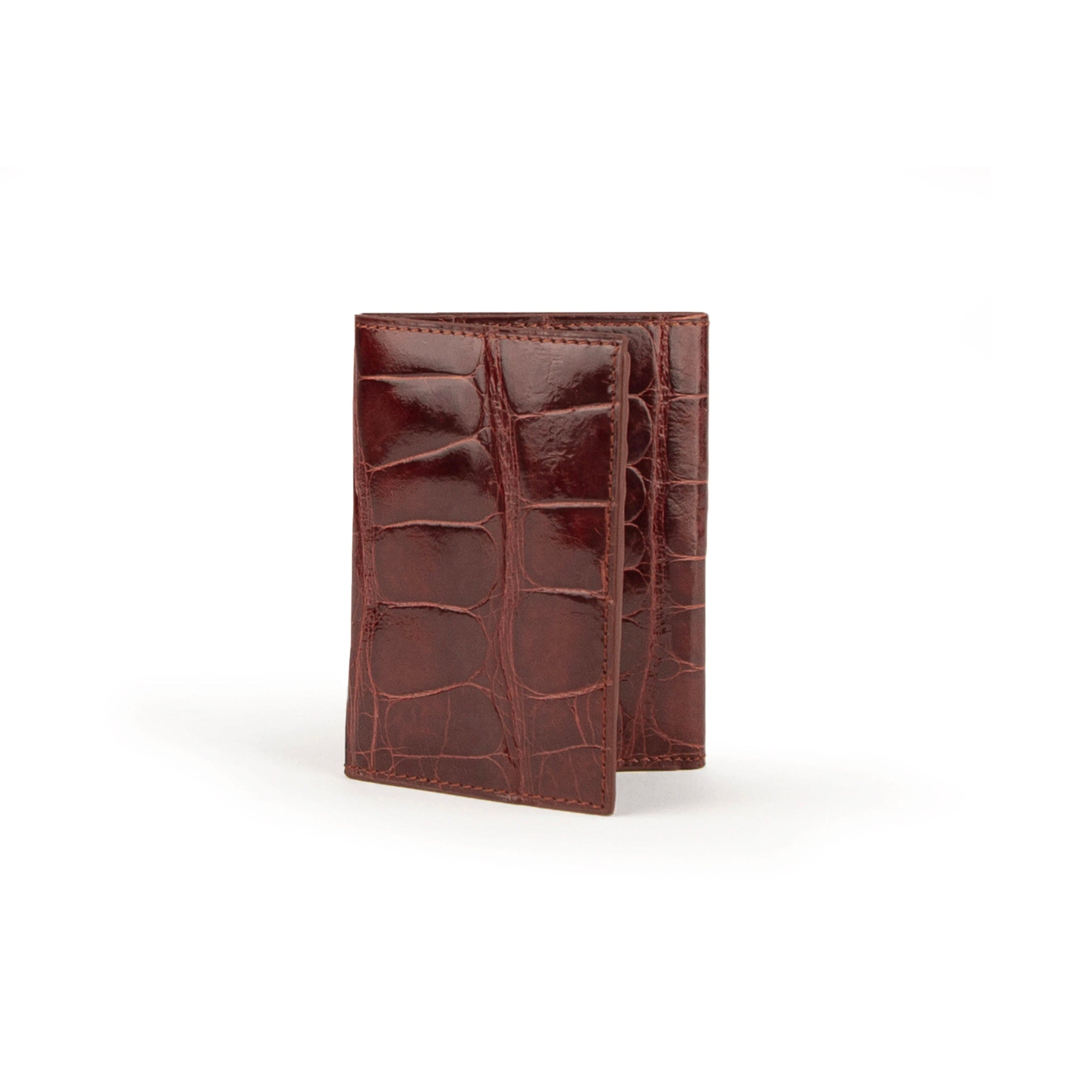 Mens Alligator Trifold Wallet in Cognac Ferrini USA