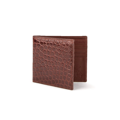 Mens Alligator Billfold Wallet in Cognac Ferrini USA