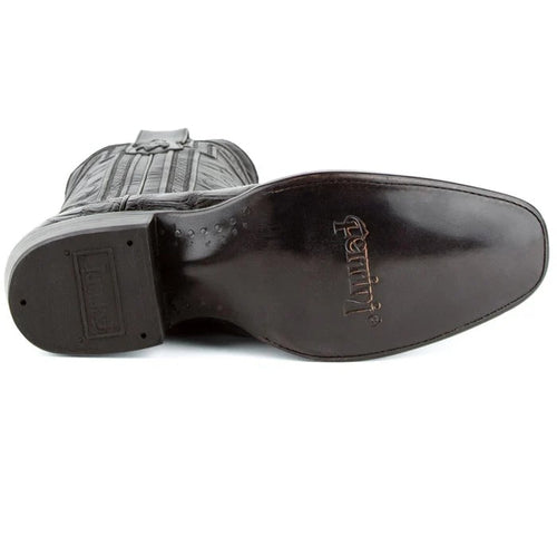 Ferinni Boot - Mens Dress Cowboy Boot - Ferrini Bronco Men's Print Pirarucu Fish Boots Handcrafted Black in Black Color