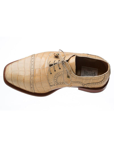 Ferrini Shoes - Mens Alligator Dress Shoe - Ferrini 216 Belly Alligator Cap Toe Shoes Dune Ferrini USA