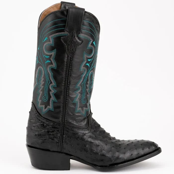 Ferinni Boot - Mens Dress Cowboy Boot - Ferrini Men's Colt Full Quill Ostrich Boots Handcrafted - Black in Black