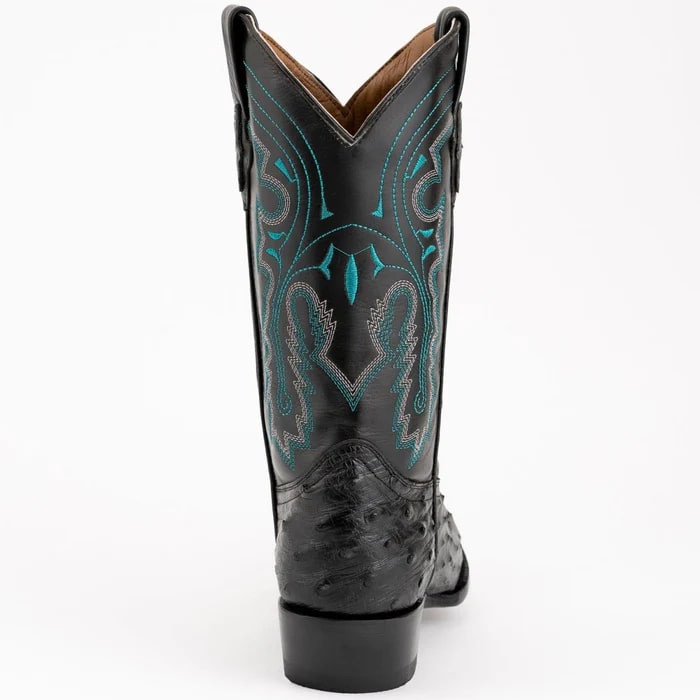 Ferinni Boot - Mens Dress Cowboy Boot - Ferrini Men's Colt Full Quill Ostrich Boots Handcrafted - Black in Black