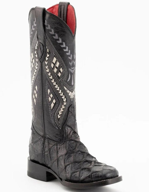 Ferrini Women's Bronco Square Toe Pirarucu Fish Print Boots Ferrini USA