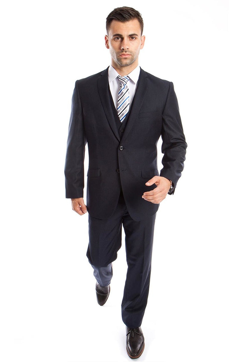 Men's Navy Blue Slim Fit Suit in Two Buttons