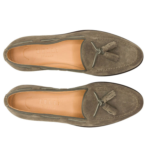 Zelli Franco Italian Sueded Goatskin Tassel Loafer in Black