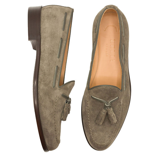 Zelli Franco Italian Sueded Goatskin Tassel Loafer in Black