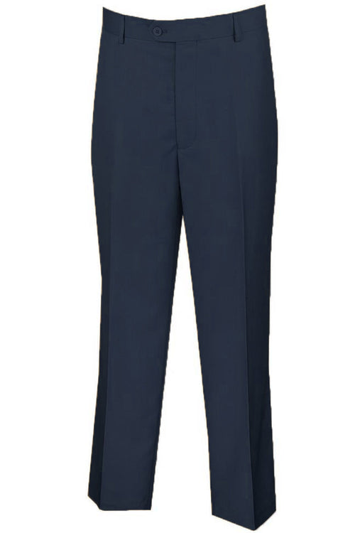 Men's White Wool Feel Flat-Front Dress Pants - Regular Fit by Vinci