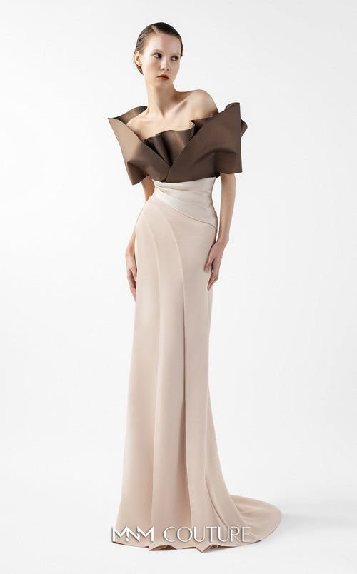 Gaby Charbachy G2000 Off-Shoulder Couture Evening Gown in Gold
